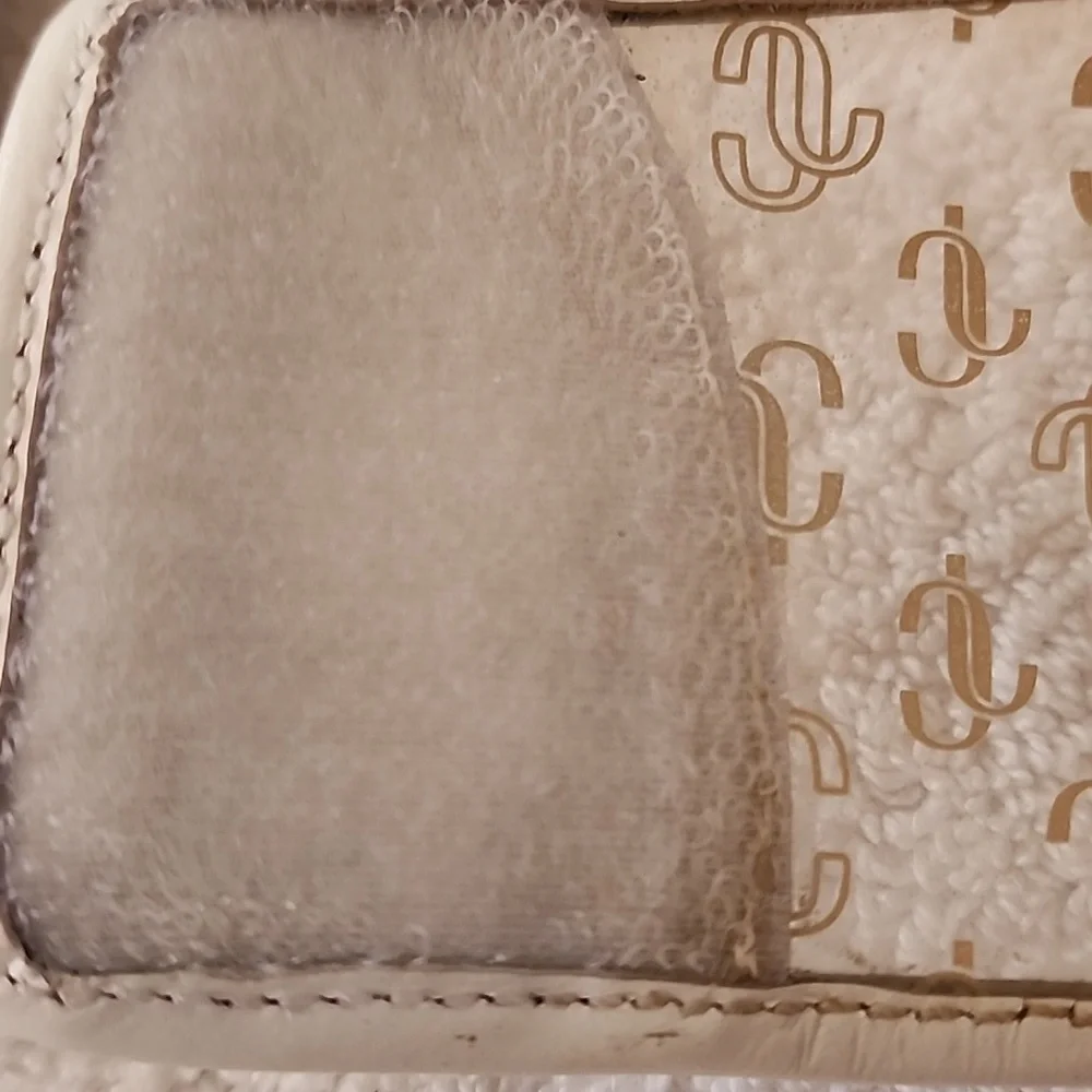 Jimmy Choo Womens White Slide Sandals With Clear Gold JCs Size 9 Preowned - Picture 12 of 12